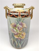Nippon Purple & Yellow Floral Handled Vase