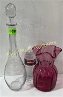 Decanter-stopper chipped & pink vase