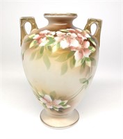 Nippon Porcelain Floral Decorated Urn Vase