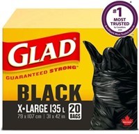 20-Pk Glad Black Garbage Bags - Extra-Large, 135