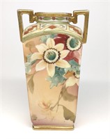 Nippon Square Floral Decorated Vase