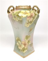 Nippon Floral Gold Outlined Square Vase