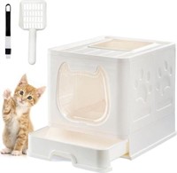Suhaco Foldable Cat Litter Box with Top Entry,