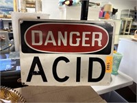 VTG METAL DANGER ACID SIGN