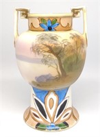 Nippon Waterfront Landscape Decorated Vase