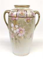 Nippon Cherry Blossom Floral Painted Vase