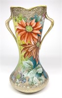 Nippon Floral Poinsettia Decorated Vase