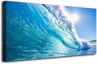 Canvas Prints Wall Art Blue Ocean Wave Surfing Sea