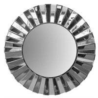 28" Round Floating Wall Mirror Silver