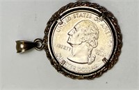 Sterling Bezel Quarter Pendant 9 Grams Twt