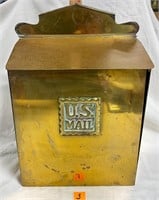 Vtg Brass U.S. Mail Hanging Mailbox 16”