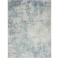 Modern Abstract Indoor Rug Blue Ivory 4' x 6'