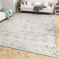 8'x10' Boho Area Rug, Grey