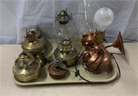 Brass, Copper, Hlass Oui Lamps & More