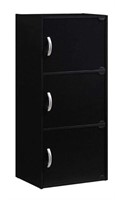 35.6" Hodedah Black Wood 3-shelf Standard Bookcase
