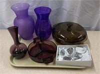 Purple Glass, amethyst Stones & More