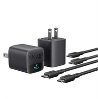 2-Pk Anker 30W Charger with USB-C to USB-C Cable