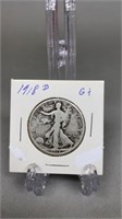 1918-D Walking Liberty Silver Half Dollar G+