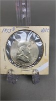 1953-D Franklin Silver Half Dollar UNC