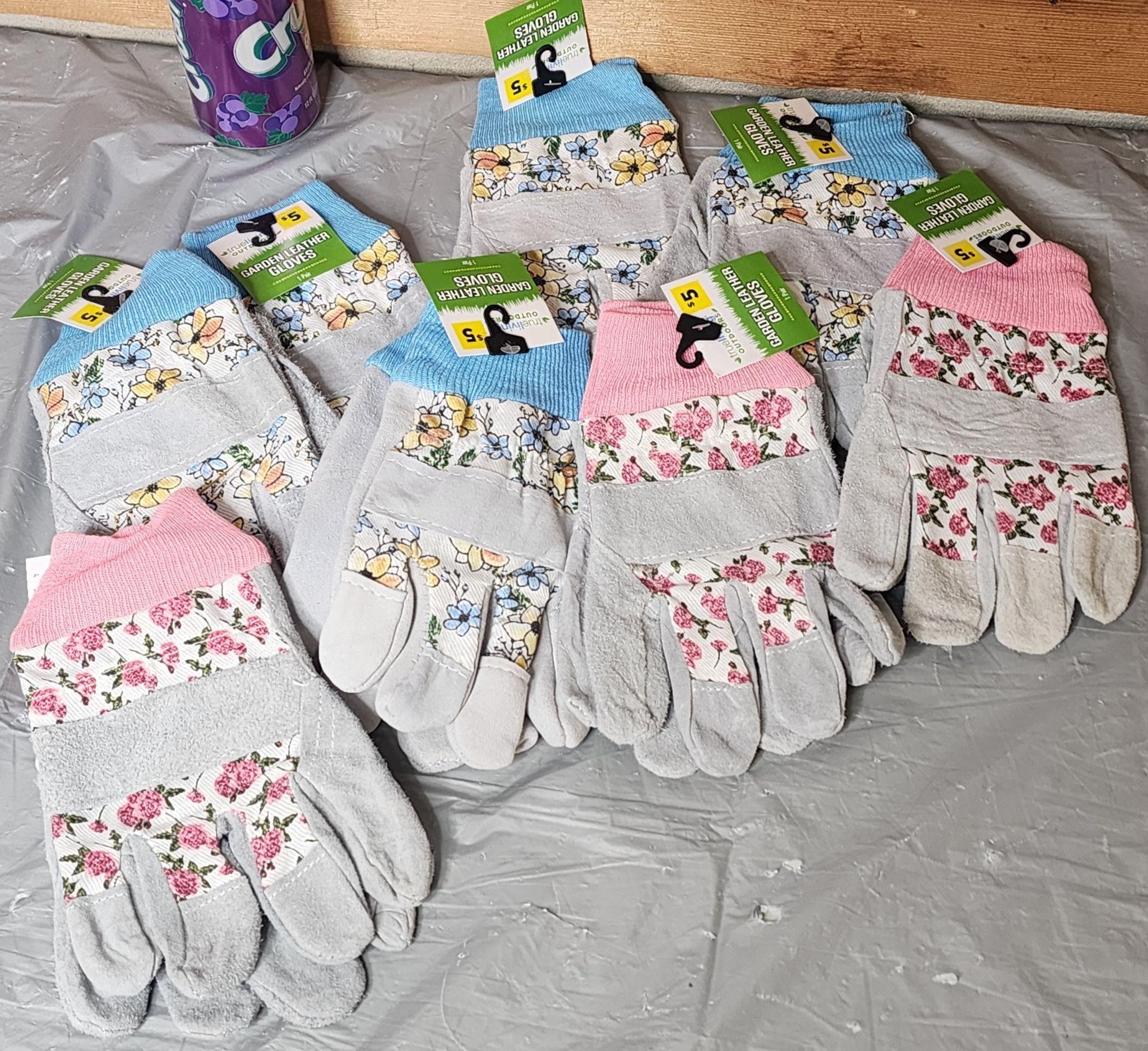 Lot of 8 pair of leather gardening gloves