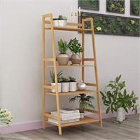 "As-is" Soges Bamboo Ladder Shelf Bookcase, A