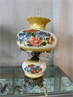 Vintage Floral Painted Hurricane Lamp