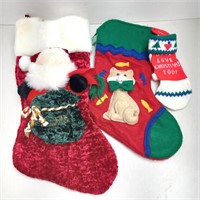 3 Christmas stockings cat dog