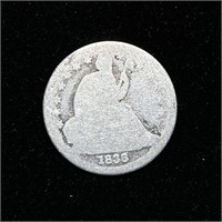 1838 CIRCULATED 90% SILVER SEATED DIME