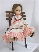 COLLECTIBLE DOLL & CAST IRON DOLL CHAIR