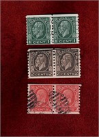 CANADA KGV MEDALLION USED COIL STAMP PAIRS