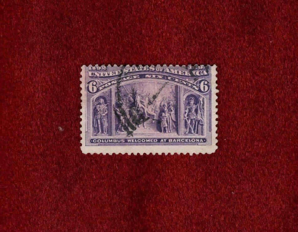 USA USED 6 CENT 1893 COLUMBIAN ISSUE STAMP # 235