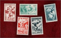 MONACO 1948 MINT OLYMPIC STAMPS SCOTT #204-208