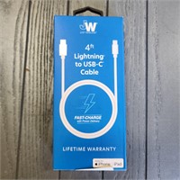 Just Wireless 4' Lightning to USB-C PVC Cable - Wh