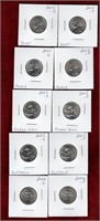 USA 10 DIFFERENT 5 CENT COINS 2004-2006