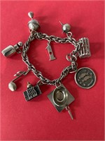 1940s Silver/Sterling Silver 9 Charm Bracelet
