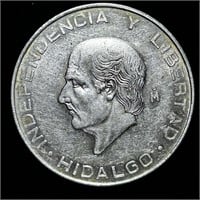 1956 MEX SILVER 10 Pesos Independence HERO Hidalgo
