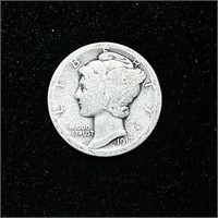 1917 90% SILVER MERCURY DIME