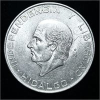 1956 Large SILVER 10 Peso Independence HERO COIN