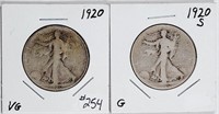 1920 & 1920-S  Walking Liberty Half Dollars   G