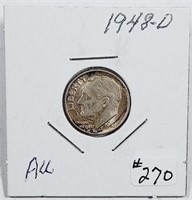 1948-D  Roosevelt Dime   AU