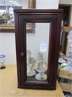 MAHOGANY DISPLAY CASE WITH FIGURINES-NO SHELVES