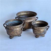 Small Brass Plant Pots -3 Matching