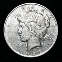 1927-S 90% SILVER LIGHT CIRC PEACE DOLLAR COIN