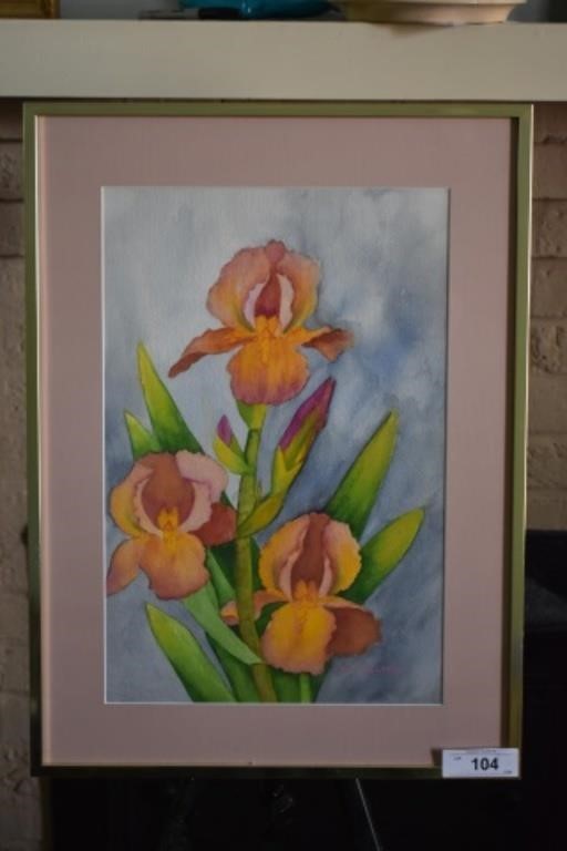garden irises, soft pastels original
