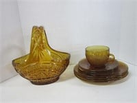 COLLECTION OF COLLECTIBLE AMBER GLASSWARE