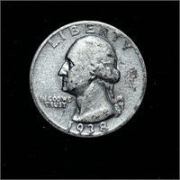 1938-S LIGHTLY CIRCULATED 90% SILVER QUARTER