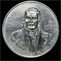 1977 MEXICAN CIEN PESOS SILVER COIN