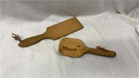Lot of Two Primitive Wooden Butter Paddles