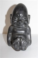 Vintage Black Ceramic Billiken Buddha Satute 6 1/2