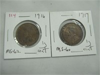 1916 & 1917 1 CENT COINS